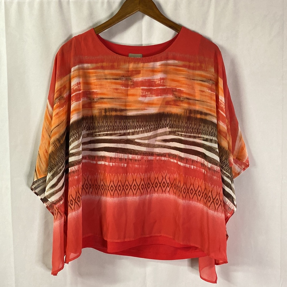 Chico’s Colorful Tribal Print Jayma Batwing Sleeve Blouse